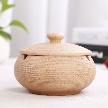 Ceramic Ashtray with Lid - Yellow - Wind Ashtray for Outdoor & Indoor - Decorative & Anti-Odor.
