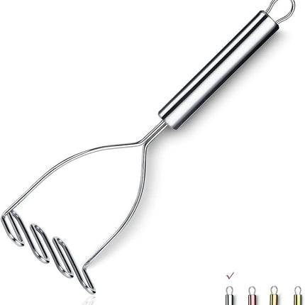 Stainless Steel Potato Masher - Potato Masher - Dishwasher Safe - For Mashed Potatoes & Mashed Potatoes - Silver.