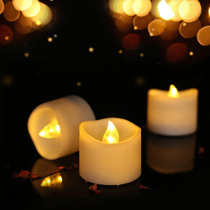 14x LED Candles - Moving Flame & Real Wax - 3D Wick - Battery Operated - For Christmas and Mood Lighting.