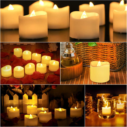14x LED Candles - Moving Flame & Real Wax - 3D Wick - Battery Operated - For Christmas and Mood Lighting.