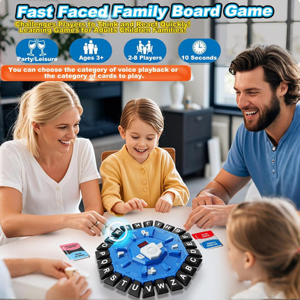 Board Game - 24-Letter Press Game - Fun and Fast Puzzle Game - Includes Two Modes - Covers 220 Theme Categories - Suitable for boys and girls aged 3 and up (2-8 players) - Word Game for Kids and Adults, Christmas and Birthday Gift - Blue.