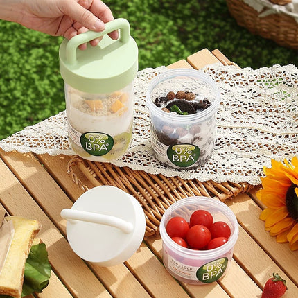 Yogurt Cup To Go Portable Salad Cup with Fork - Double-Walled Leak-Proof Yogurt, Fruit & Oatmeal Cup - Takeaway Breakfast Cup - Reusable Cheese Cup - Double-Walled - 920 ml.