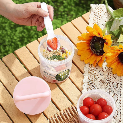 Yogurt Cup To Go Portable Salad Cup with Fork - Double-Walled Leak-Proof Yogurt, Fruit & Oatmeal Cup - Takeaway Breakfast Cup - Reusable Cheese Cup - Double-Walled - 920 ml.