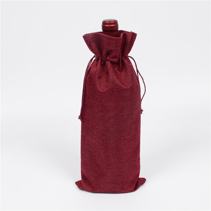 Linen wine bags - jute wine bags - blind tasting - drawstring bags - wine bottle protectors - 10 pieces - red.