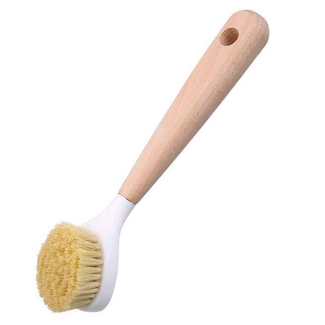 Natural Sisal Dishwashing Brush with Wooden Handle – Eco-Friendly Pan and Dish Brush – Long Handle Kitchen Cleaning Brush – Durable & Scratch-Free.