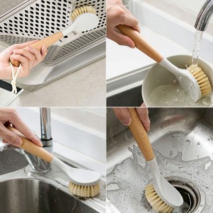 Natural Sisal Dishwashing Brush with Wooden Handle – Eco-Friendly Pan and Dish Brush – Long Handle Kitchen Cleaning Brush – Durable & Scratch-Free.