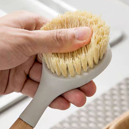 Natural Sisal Dishwashing Brush with Wooden Handle – Eco-Friendly Pan and Dish Brush – Long Handle Kitchen Cleaning Brush – Durable & Scratch-Free.
