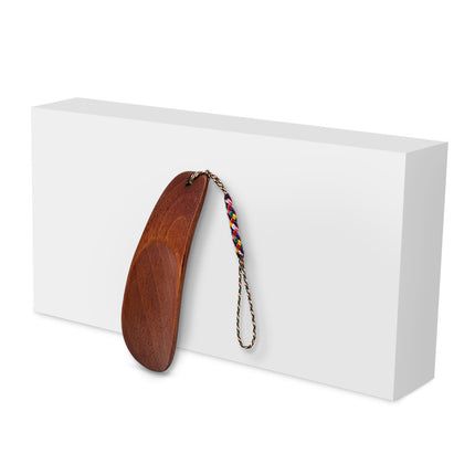 Shoehorn - Wooden Mini Shoehorn - Portable Shoe Helper - Japanese Design - Compact - With Braided Wrist Strap - Suitable for Children.
