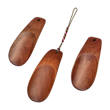 Shoehorn - Wooden Mini Shoehorn - Portable Shoe Helper - Japanese Design - Compact - With Braided Wrist Strap - Suitable for Children.