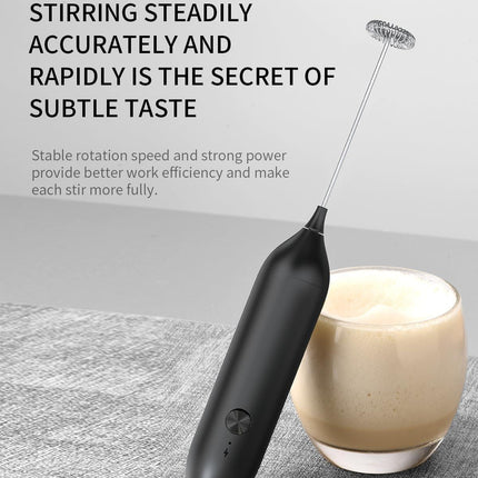 Milk Frother - Electric Hand Milk Frother - Rechargeable Mini Beverage Blender - Hand Milk Frother - With Stainless Steel Blender - Suitable for Milk, Coffee, Latte, Matcha, Black.