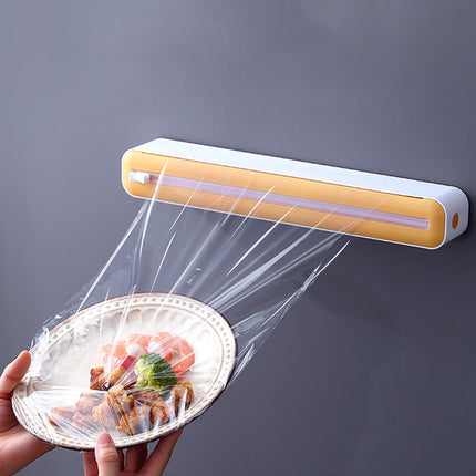 Cling Wrap Cutter - Magnetic Back Design - Two-Way Slider - Plastic Wrap Cutting - Fridge Mounted - Saran Wrap Organizer - Kitchen Tool Black.
