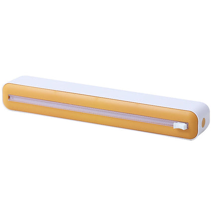 Cling Wrap Cutter - Magnetic Back Design - Two-Way Slider - Plastic Wrap Cutting - Fridge Mounted - Saran Wrap Organizer - Kitchen Tool Yellow.