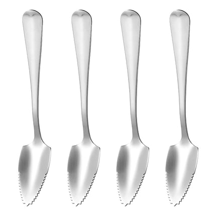 MANLINGDA DOITOOL 4Pcs Stainless Steel Grapefruit Spoons with Serrated Edges 15.50X2.70X0.50CM As Shown.