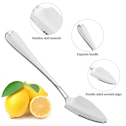 MANLINGDA DOITOOL 4Pcs Stainless Steel Grapefruit Spoons with Serrated Edges 15.50X2.70X0.50CM As Shown.