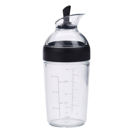 Salad Dressing Shaker Container Bottle Universal Manual Sauces Mixer Juice Mixing Bottle Resistant 8.4with Measurement Black.