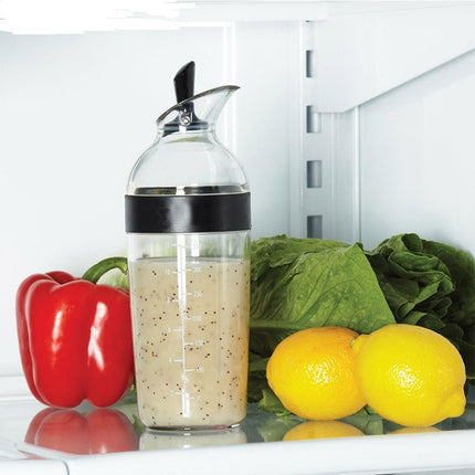 Salad Dressing Shaker Container Bottle Universal Manual Sauces Mixer Juice Mixing Bottle Resistant 8.4with Measurement Black.
