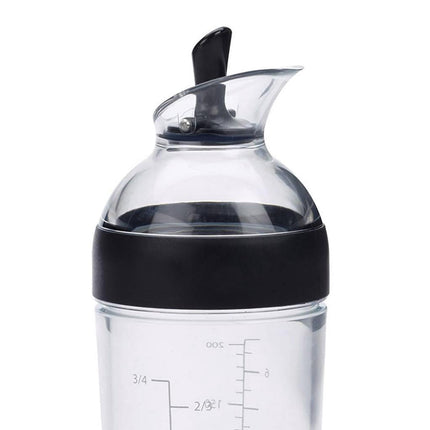Salad Dressing Shaker Container Bottle Universal Manual Sauces Mixer Juice Mixing Bottle Resistant 8.4with Measurement Black.