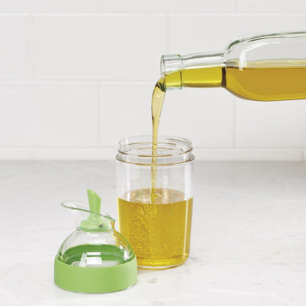 Salad Dressing Shaker Container Bottle Universal Manual Sauces Mixer Juice Mixing Bottle Resistant 8.4with Measurement Green.