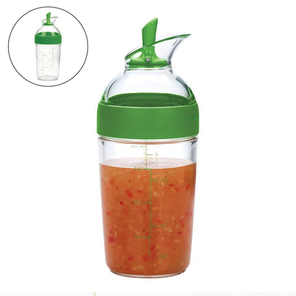 Salad Dressing Shaker Container Bottle Universal Manual Sauces Mixer Juice Mixing Bottle Resistant 8.4with Measurement Green.