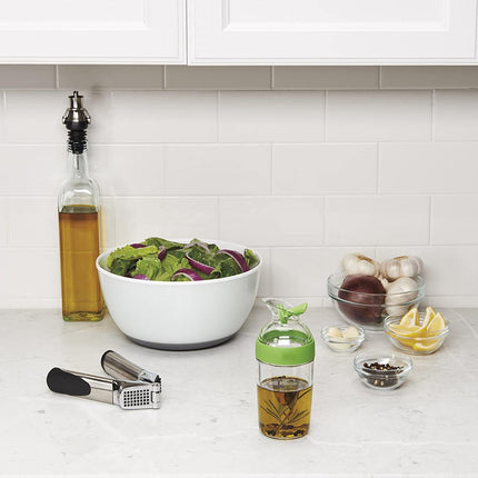 Salad Dressing Shaker Container Bottle Universal Manual Sauces Mixer Juice Mixing Bottle Resistant 8.4with Measurement Green.