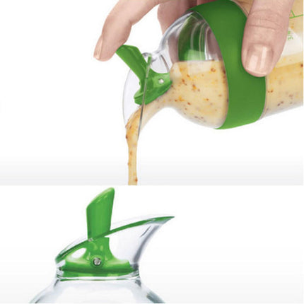 Salad Dressing Shaker Container Bottle Universal Manual Sauces Mixer Juice Mixing Bottle Resistant 8.4with Measurement Green.