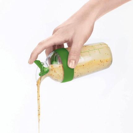 Salad Dressing Shaker Container Bottle Universal Manual Sauces Mixer Juice Mixing Bottle Resistant 8.4with Measurement Green.