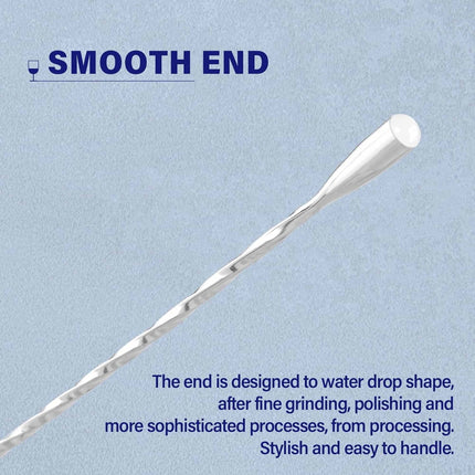 Bar Spoon Cocktail Mixing Stirrers for Drink, Stainless Steel 12 Inches Long Handle, Silver 4 Pieces.
