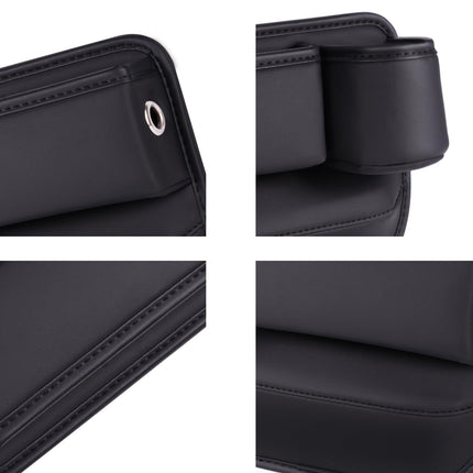DEIKAL 2 Pack Car Leather Cup Holder Gap Bag - Car Seat Gap Filler & Organizer, Adjustable Seat Gap Storage Box for Phones, Glasses, Keys, Cards.