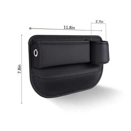 DEIKAL 2 Pack Car Leather Cup Holder Gap Bag - Car Seat Gap Filler & Organizer, Adjustable Seat Gap Storage Box for Phones, Glasses, Keys, Cards.