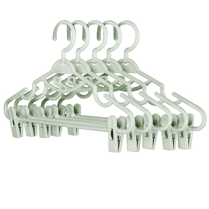 JSCDRPDWL Plastic Pants Hangers with Clips 5 Pack Heavy Duty Skirt Hangers Swivel Hook and Notches Space Saving Acrylic Clip Hangers for Pants Suitable for All Clothing Green.
