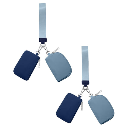 3/2/1PCS Keychain Wallet Mini Zip Around Wristlet Wallets For Women Detachable Dual Pouch Wristlet Portable Coin Purse Small Wallets For Travel Sports Outdoors Blue 2PCS.