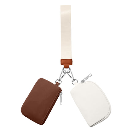 3/2/1PCS Keychain Wallet Mini Zip Around Wristlet Wallets For Women Detachable Dual Pouch Wristlet Portable Coin Purse Small Wallets For Travel Sports Outdoors Brown.