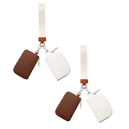 3/2/1PCS Keychain Wallet Mini Zip Around Wristlet Wallets For Women Detachable Dual Pouch Wristlet Portable Coin Purse Small Wallets For Travel Sports Outdoors Brown 2PCS.