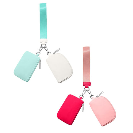 3/2/1PCS Keychain Wallet Mini Zip Around Wristlet Wallets For Women Detachable Dual Pouch Wristlet Portable Coin Purse Small Wallets For Travel Sports Outdoors E-Watermelon Red 1PCS & Mint Green 1PCS.