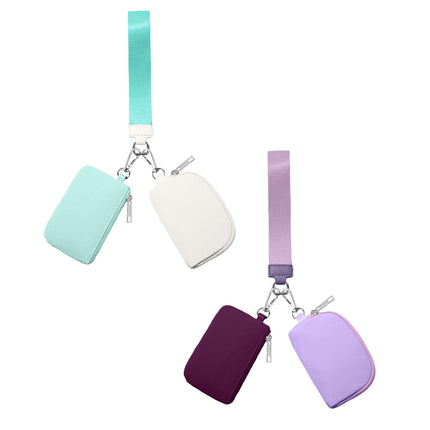 3/2/1PCS Keychain Wallet Mini Zip Around Wristlet Wallets For Women Detachable Dual Pouch Wristlet Portable Coin Purse Small Wallets For Travel Sports Outdoors G-Purple 1PCS & Mint Green 1PCS.