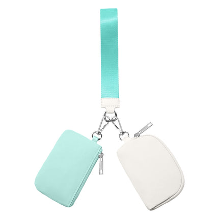 3/2/1PCS Keychain Wallet Mini Zip Around Wristlet Wallets For Women Detachable Dual Pouch Wristlet Portable Coin Purse Small Wallets For Travel Sports Outdoors Mint Green.