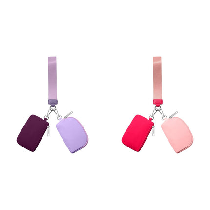 3/2/1PCS Keychain Wallet Mini Zip Around Wristlet Wallets For Women Detachable Dual Pouch Wristlet Portable Coin Purse Small Wallets For Travel Sports Outdoors Purple 1PCS & Watermelon Red 1PCS.