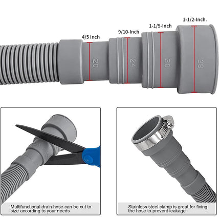 Drain Hose Extension Set Universal Washing Machine 10Ft, Include Bracket Connector and Clamps Hoses.
