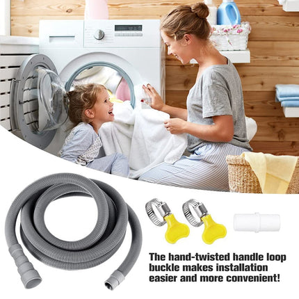 Drain Hose Extension Set Universal Washing Machine 10Ft, Include Bracket Connector and Clamps Hoses.