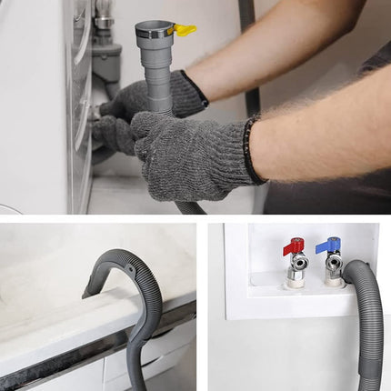 Drain Hose Extension Set Universal Washing Machine 10Ft, Include Bracket Connector and Clamps Hoses.