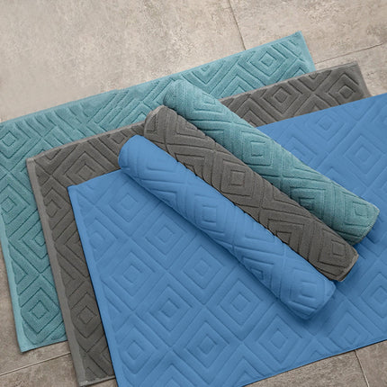 2PCS White Cotton Classic Rug Bath Mats Absorbent Cotton Hotel Spa Shower Bathtub Mats [Not A Bathroom Rug] Machine Washable Shower Bathroom Floor Towel A 1PCS & B 1PCS.