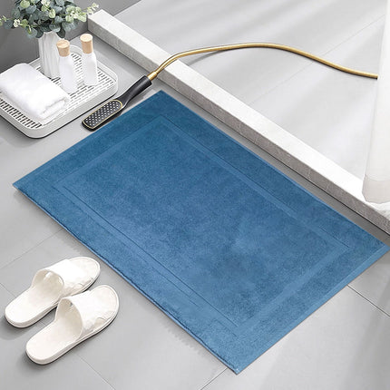 2PCS White Cotton Classic Rug Bath Mats Absorbent Cotton Hotel Spa Shower Bathtub Mats [Not A Bathroom Rug] Machine Washable Shower Bathroom Floor Towel A 2PCS.