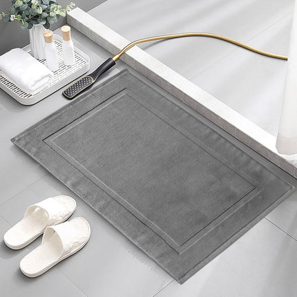2PCS White Cotton Classic Rug Bath Mats Absorbent Cotton Hotel Spa Shower Bathtub Mats [Not A Bathroom Rug] Machine Washable Shower Bathroom Floor Towel A 2PCS.