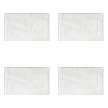 2PCS White Cotton Classic Rug Bath Mats Absorbent Cotton Hotel Spa Shower Bathtub Mats [Not A Bathroom Rug] Machine Washable Shower Bathroom Floor Towel A-White 4PCS.