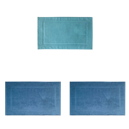 2PCS White Cotton Classic Rug Bath Mats Absorbent Cotton Hotel Spa Shower Bathtub Mats [Not A Bathroom Rug] Machine Washable Shower Bathroom Floor Towel B 1PCS & C 2PCS.
