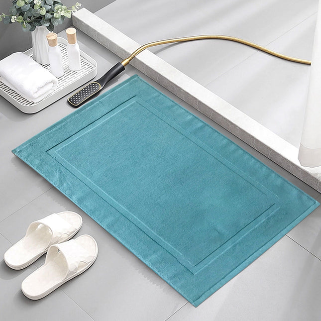 2PCS White Cotton Classic Rug Bath Mats Absorbent Cotton Hotel Spa Shower Bathtub Mats [Not A Bathroom Rug] Machine Washable Shower Bathroom Floor Towel B 1PCS & C 2PCS.