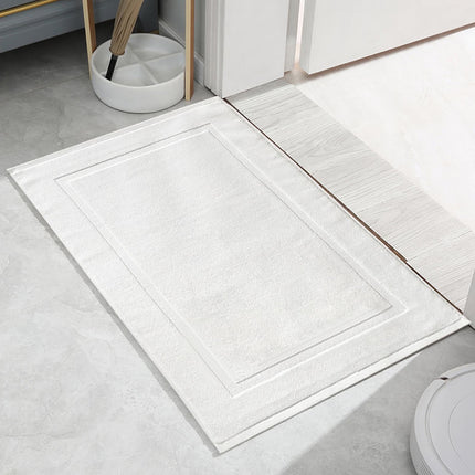 2PCS White Cotton Classic Rug Bath Mats Absorbent Cotton Hotel Spa Shower Bathtub Mats [Not A Bathroom Rug] Machine Washable Shower Bathroom Floor Towel C-White.