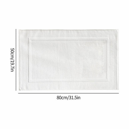 2PCS White Cotton Classic Rug Bath Mats Absorbent Cotton Hotel Spa Shower Bathtub Mats [Not A Bathroom Rug] Machine Washable Shower Bathroom Floor Towel F-White 2PCS.