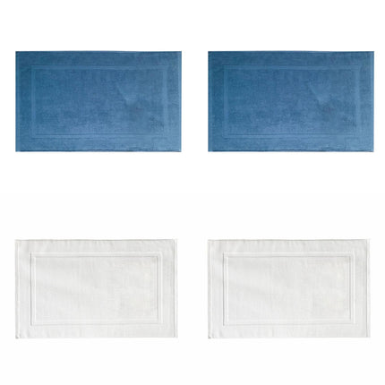 2PCS White Cotton Classic Rug Bath Mats Absorbent Cotton Hotel Spa Shower Bathtub Mats [Not A Bathroom Rug] Machine Washable Shower Bathroom Floor Towel F-White 2PCS & C 2PCS.