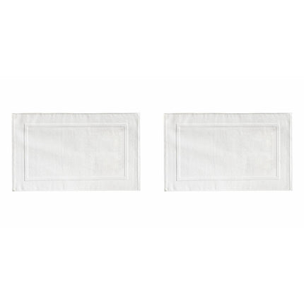 2PCS White Cotton Classic Rug Bath Mats Absorbent Cotton Hotel Spa Shower Bathtub Mats [Not A Bathroom Rug] Machine Washable Shower Bathroom Floor Towel White 2PCS.